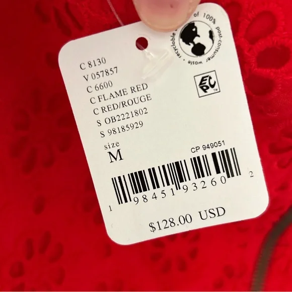 Free People Embroidered Halter Trevi Eyelet Mini Dress Red Women M NWT Boho - Picture 9 of 9